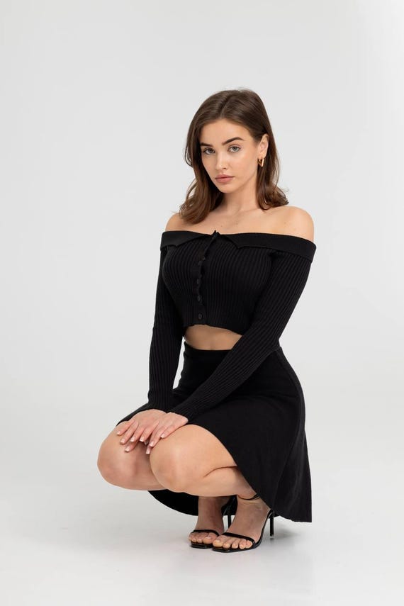 black two piece mini dress Ani Snatched Two Piece Mini Dress - Black