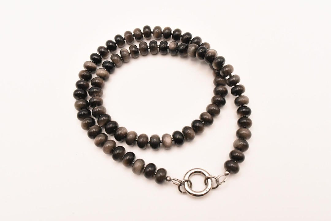 Silver Obsidian Grade AAA Necklace With Stainless Steel Clasp - Etsy
