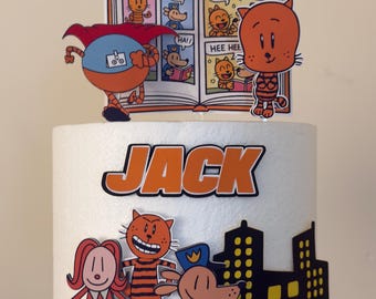 Adorno para tarta de cumpleaños con diseño de perro y hombre