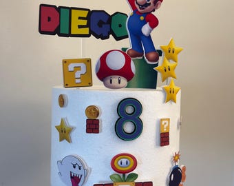 Adorno para tarta de Mario Bros. - Adorno para tarta de cumpleaños