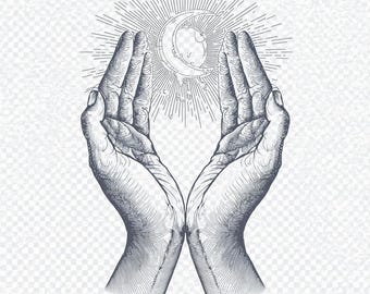 Occult Mystical Symbols PNG Bundle, Lunar, Pentagram (Digital Download)