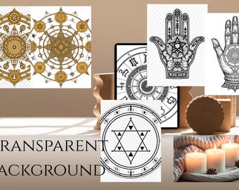 Mystical Symbols PNG Bundle – Alchemy, Hamsa, Zodiac (Digital Download)