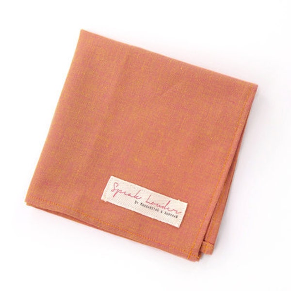 Mens Pocket Square Orange yellow Chambray-Unforgiven