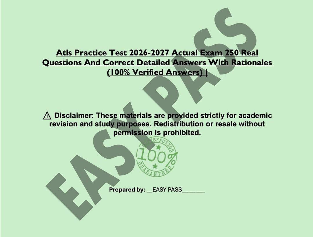ATLS Practice Test 2026-2027 | 250 Exam Questions & Answers - Etsy