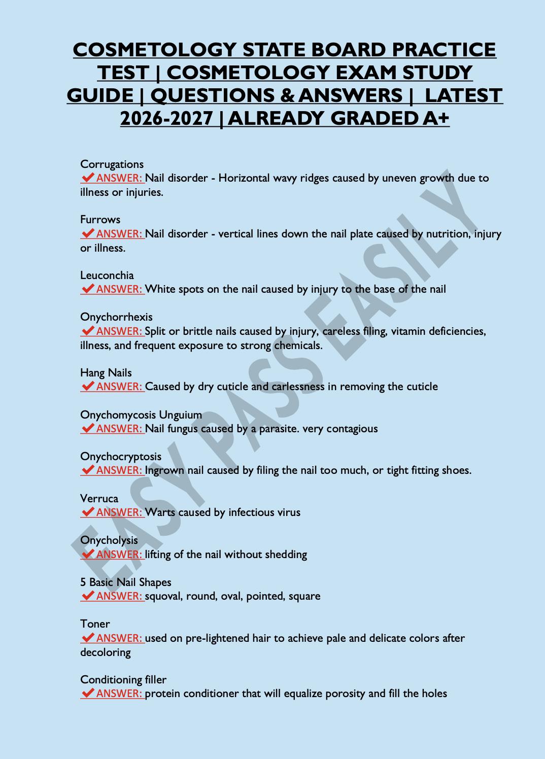 Cosmetology State Board Practice Test | Exam Study Guide Questions ...