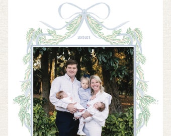 Watercolor Pastel Garland Christmas Card