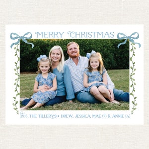 Blue Ribbon Garland Christmas Card