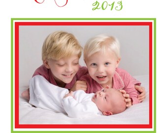 Digital Christmas Card, Merry and Bright, 5x7 Photo Christmas Card