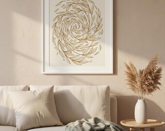 Spiral Botanical Line Art Print | Botanical Wall Art Minimalist | Digital Download | 8x10 11x14 16x20 A4 Printable