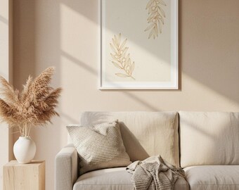 Minimalist Olive Branch Duo Line Art Print | Botanical Wall Art Minimalist | Digital Download | 8x10 11x14 16x20 A4 Printable