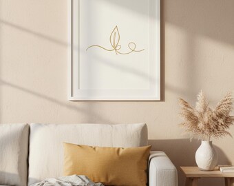 Minimalist Leaf Line Art Print | Botanical Wall Art Minimalist | Digital Download | 8x10 11x14 16x20 A4 Printable