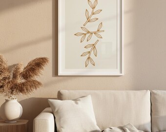 Modern Botanical Branch Line Art Print | Botanical Wall Art Minimalist | Digital Download | 8x10 11x14 16x20 A4 Printable