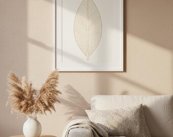 Minimalist Leaf Line Art Print | Botanical Wall Art Minimalist | Digital Download | 8x10 11x14 16x20 A4 Printable