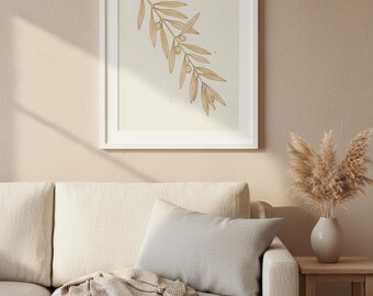Flowing Leaf Line Art Print | Botanical Wall Art Minimalist | Digital Download | 8x10 11x14 16x20 A4 Printable