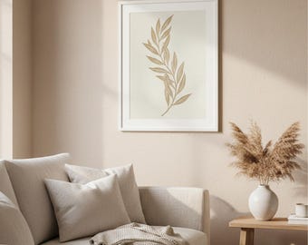 Minimalist Botanical Leaf Line Art Print | Botanical Wall Art Minimalist | Digital Download | 8x10 11x14 16x20 A4 Printable