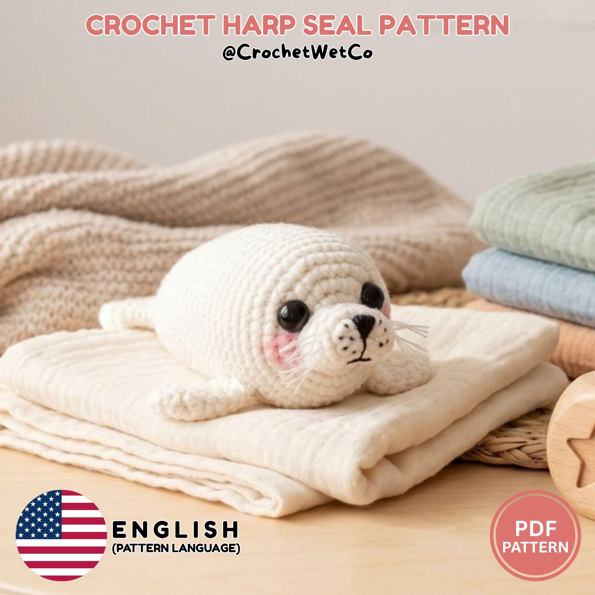 39 Seal Crochet Patterns for Ocean-Themed Amigurumi, Gifts, and Cozy Decor 9 Crochet Harp Seal Pattern Baby Toy Pattern Mini Amigurumi