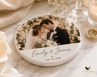 Personalized Wedding Coasters, Custom Ceramic Coaster Set, Photo Wedding Gift, Bridal Shower Gift, Couple Gift