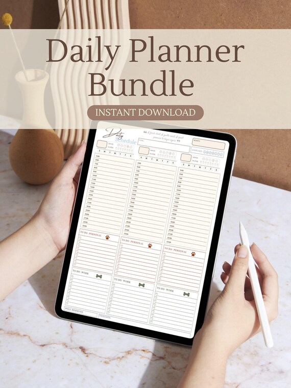 Undated/Dates Planner | Work and Personal To-Do | Mood & Habit Tracker | Minimal Productivity PDF