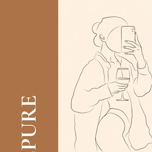 Peut inclure: Illustration au trait d'une personne tenant un téléphone et un verre de vin. L'image contient le texte "Renaissance Féminine" et "Se Reconstruire Se Choisir Rayonner". Le mot "EPURE" est également présent.