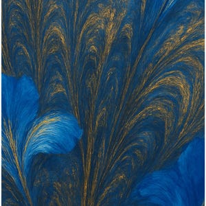 Midnight Plumes Art Print | Gold & Violet Abstract (Digital Download)