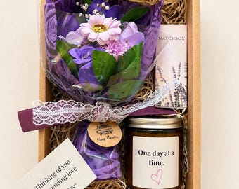 Sympathy Gift Box, Bereavement Candle Gift Set, Thinking of You Gift, Soap Flower Bouquet, Comfort Gift, Send Direct