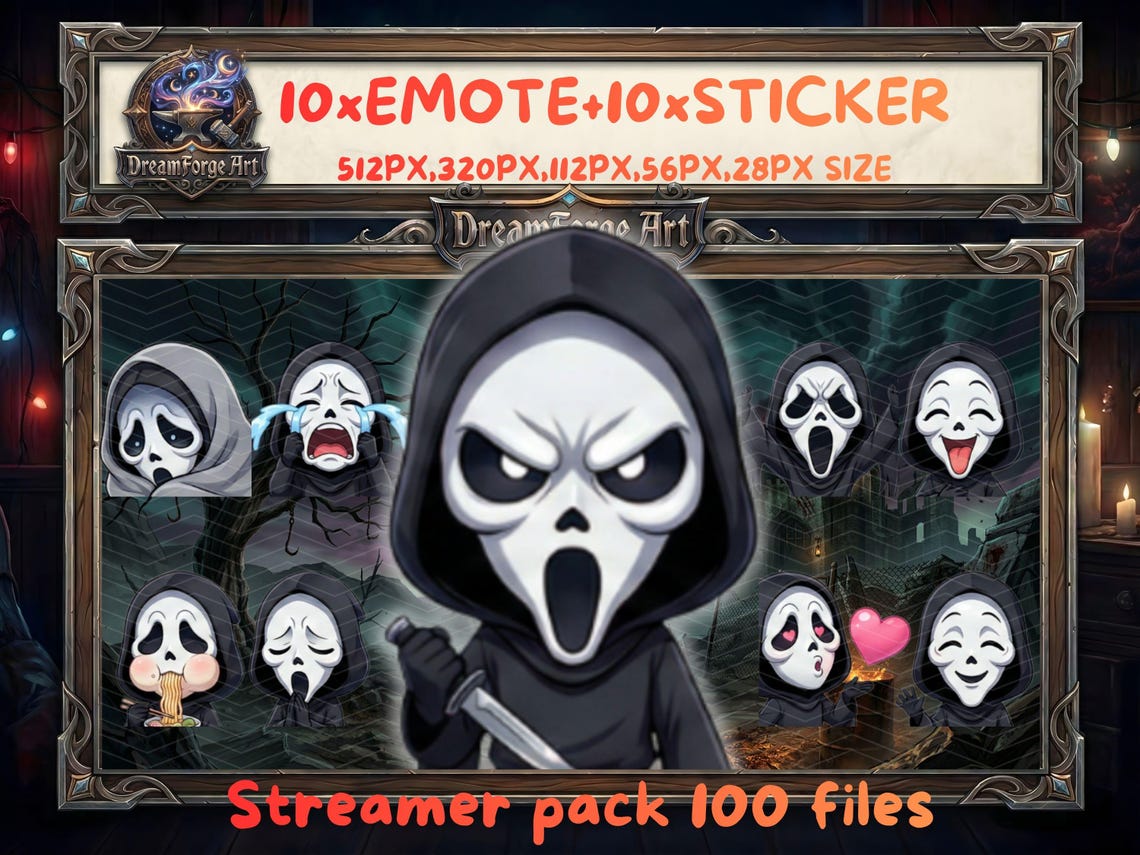 Ghostface 20x | Dbdemote | 100 Files | Discord Stickers | Twitch Emotes ...