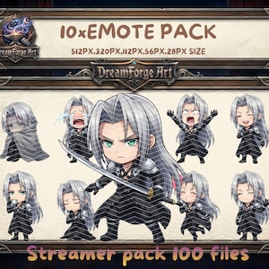 One-Winged Angel Megapack, Silver Hair Villain Twitch Emotes, Long Blade Soldier Discord Stickers, Fallen Hero Dark Graphics