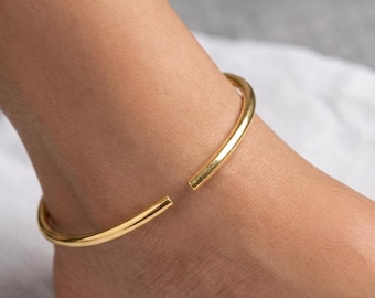 Water Resistant, 18k Gold Plated Sleek Bangle, Minimalist Bangle Bracelet for Women, Stackable Bangle, Daily Wear Jewelry, gift for her