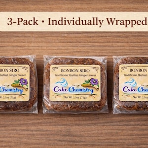 Haitian Ginger Sweet (Bonbon Siro) – Spicy Caribbean Sweet Treat – Handmade Island SnacK. 3 pack