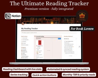 Notion Reading Tracker Template | Book Planner, TBR, Series Tracker (Digital Download)