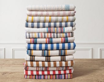 Personalized Turkish Towel Set, Linen Cotton Beach Towel, Boho Striped Fouta Blanket