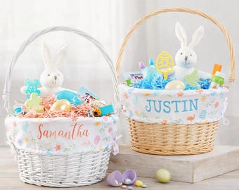 Personalized Easter Basket for Kids Custom Name Colorful Egg Pattern Gift