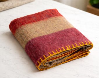 Soft Yak Wool Knit Throw Blanket – Handmade Travel & Lap Blanket, Cozy Gift