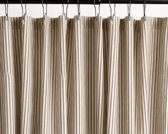 Ticking Stripe Shower Curtain 72x72 | Custom Sizes | Made in USA