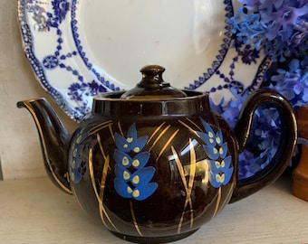 ALB Brown Betty Hand Painted Teapot from England