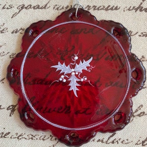 Hand Painted Red Glass Ornament