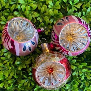 Blown Glass Indented Ornaments - Set of 3
