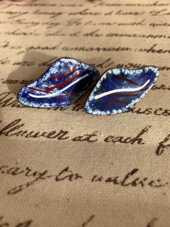 Modernist Enamel on Copper Cufflinks