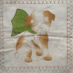 Antique 1920’s Puppy Dog Pillow Piece