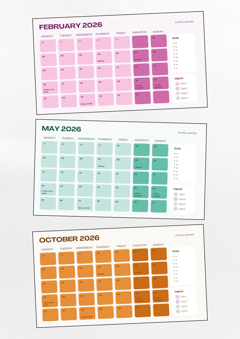2026 Calendar | Editable Canva Template | Minimal Planner | English ...