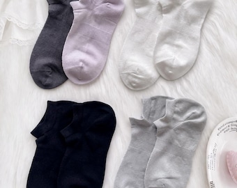 100% Cotton Minimalist Ankle Socks, Seamless Toe Ultra Soft Breathable barely-there feel Socks, Couple Family Matching Everyday Essentials