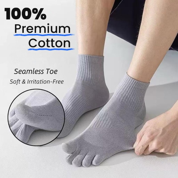 100% Cotton Toe Socks, Reduce Toe Friction, Sweat-Resistant, Moisture-Wicking, Perfect for yoga, Sports and Long Shifts.