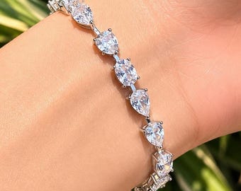 Bracelet en moissanite et diamants, style mariage, bracelet tennis en zircon cubique multiforme, bijou cadeau