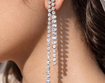 Boucles d'oreilles pendantes en moissanite et diamants, style chandelier, ornées de gros zirconiums cubiques, bijou de mariée, cadeau de mariage