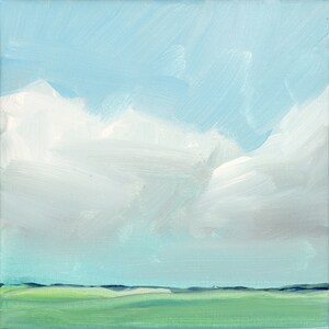 Landscape Art Print, Large Print, Colorful Abstract, from original Painting, square, clouds, sky, LNZart, Lindsay Megahed