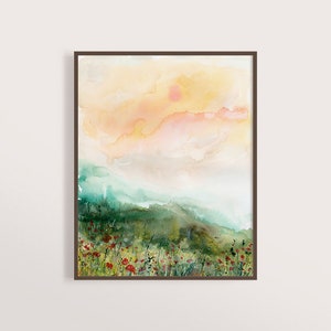 Watercolor Painting, Mountain Art Print, Landscape Art, Watercolor Landscape, Abstract Landscape, Modern Art Print, Contemporary Art