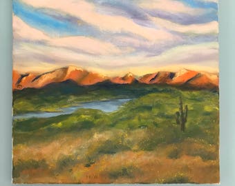 Original Oil Painting, Original Landscape Painting, Desert Landscape, Southwest Art, Modern Art, Cactus art, wrapped canvas, Original Art