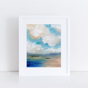 Modern Art Print, Landscape Art Print, Beach Print, Abstract Landscape, clouds, sky, Sea, Ocean, Water