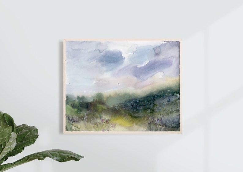 Abstract Landscape Contemporary Art Watercolor Print Modern Art Print Watercolor Landscape Landscape Art Abstract Art Print Lavender