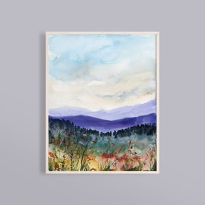 Watercolor Painting, Mountain Art Print, Landscape Art, Watercolor Landscape, Abstract Landscape, Modern Art Print, Contemporary Art